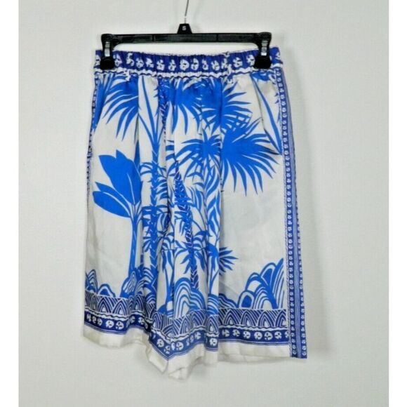 Zara‎ Shorts Size X-Small White Blue Floral Bermuda Printed Elastic Waist - Picture 3 of 8